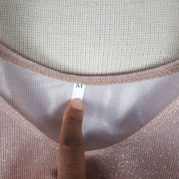 PINK SHINY METALLIC TOP SLIP ON SZ S/M - Picture 5 of 7